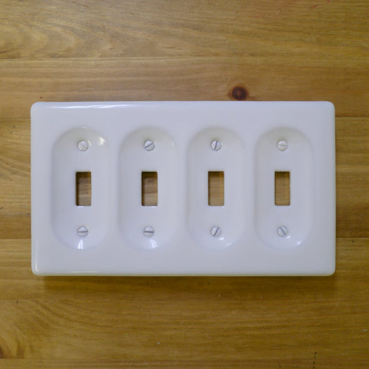 【4連スイッチプレート セラミック】アメリカンスイッチ用 陶器プレート かわいいスイッチ アメリカ製 スイッチ ナチュラルインテリア カフェ風インテリア カントリーアメリカンスイッチ