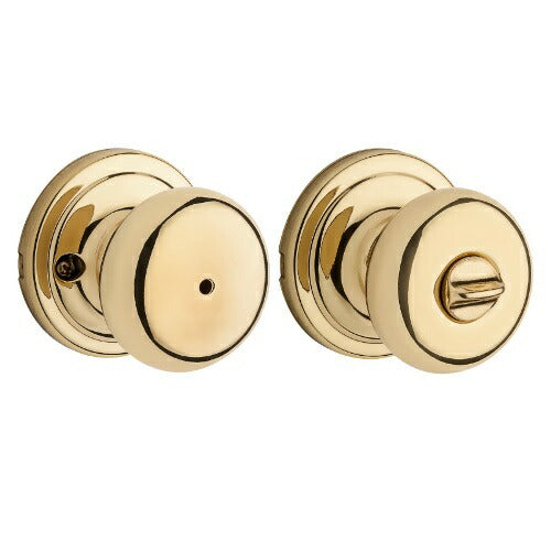 クイックセット（Kwikset)社 ハンコックポリッシュブラス色　ドアノブ　トイレ錠　空錠　シリンダー錠 ドア厚30ｍｍ対応選択可能