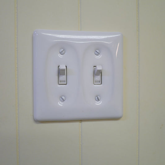 【2連スイッチプレート セラミック】アメリカンスイッチ用 陶器プレート かわいいスイッチ アメリカ製 スイッチ ナチュラルインテリア カフェ風インテリア カントリーアメリカンスイッチ 2口スイッチプレート