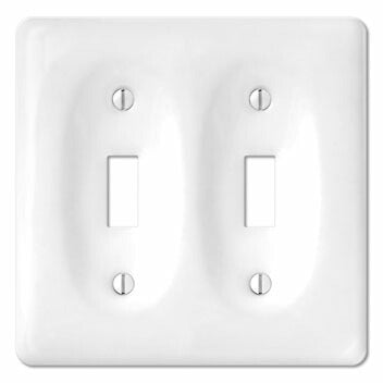 【2連スイッチプレート セラミック】アメリカンスイッチ用 陶器プレート かわいいスイッチ アメリカ製 スイッチ ナチュラルインテリア カフェ風インテリア カントリーアメリカンスイッチ 2口スイッチプレート